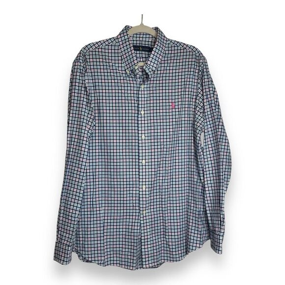 Ralph Lauren Red White Blue Plaid Check Cotton L/S Mens Small L - Picture 2 of 8